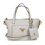 プラダ PRADA ヴィッテロダイノ　2wayハンドバッグ 1BA068 ホワイト　ゴールド金具 レザー レディース ショルダーバッグ