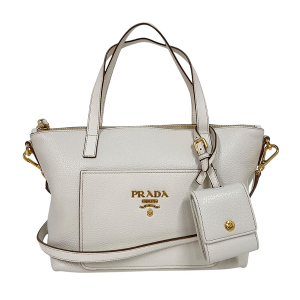 プラダ PRADA ヴィッテロダイノ　2wayハンドバッグ 1BA068 ホワイト　ゴールド金具 レザー レディース ショルダーバッグ