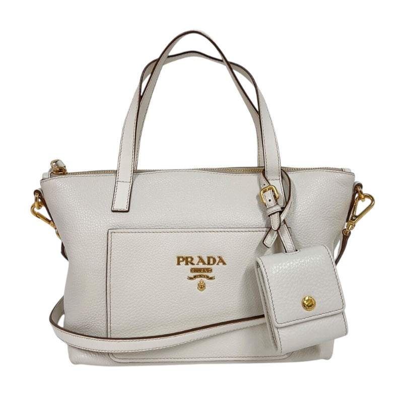 プラダ PRADA ヴィッテロダイノ　2wayハンドバッグ 1BA068 ホワイト　ゴールド金具 レザー レディース ショルダーバッグ