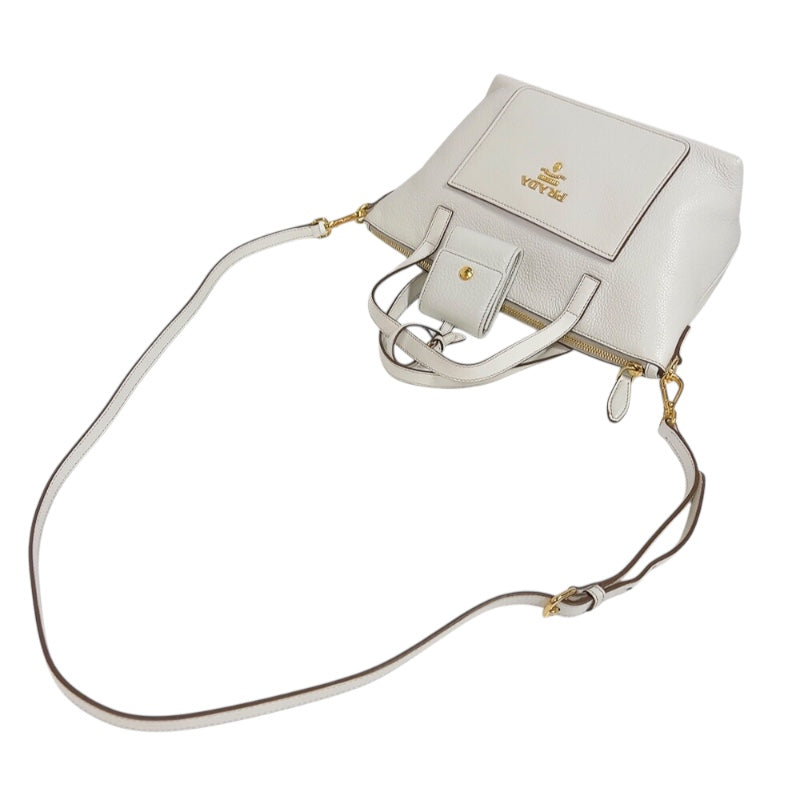 プラダ PRADA ヴィッテロダイノ　2wayハンドバッグ 1BA068 ホワイト　ゴールド金具 レザー レディース ショルダーバッグ