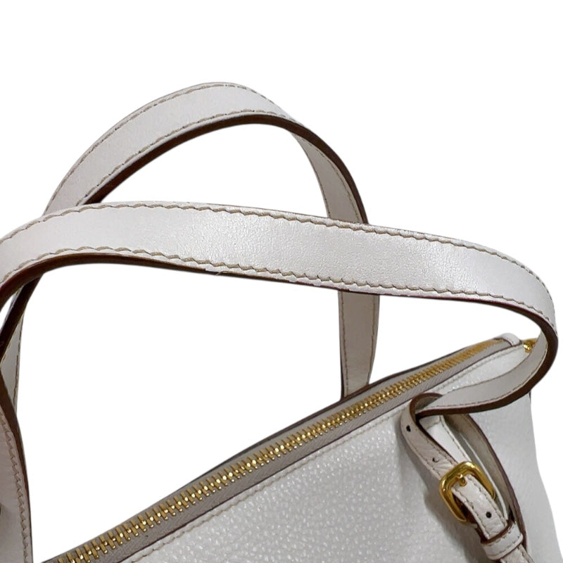 プラダ PRADA ヴィッテロダイノ　2wayハンドバッグ 1BA068 ホワイト　ゴールド金具 レザー レディース ショルダーバッグ