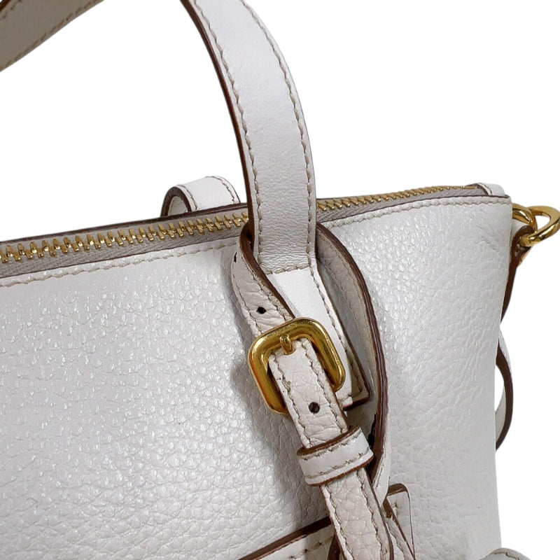 プラダ PRADA ヴィッテロダイノ　2wayハンドバッグ 1BA068 ホワイト　ゴールド金具 レザー レディース ショルダーバッグ
