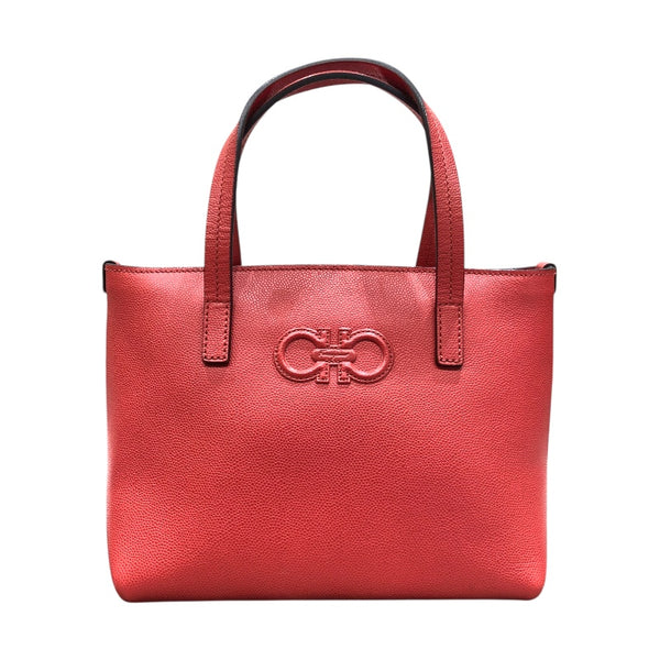 サルヴァトーレ・フェラガモ Salvatore Ferragamo ガンチーニハンドバッグ レッド レザー レディース ハンドバッグ