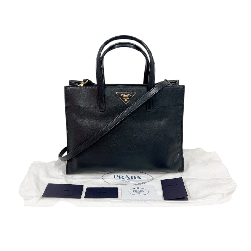 プラダ PRADA サフィアーノハンドバッグ BN2603 ブラック　ゴールド金具 サフィアーノレザー レディース トートバッグ