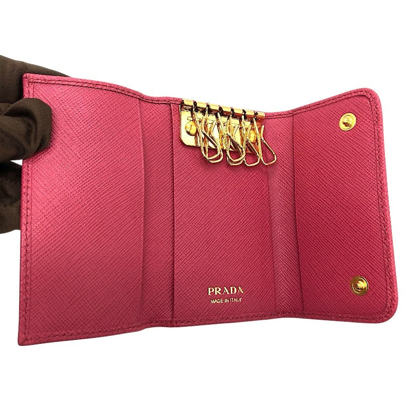 プラダ PRADA 6連キーケース 1PG222 ピンク×GD金具 サフィアーノレザー レディース キーケース
