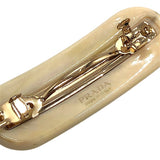 プラダ PRADA バレッタ ヘアアクセサリー ベージュ×GD金具 レジン/メタル バレッタ