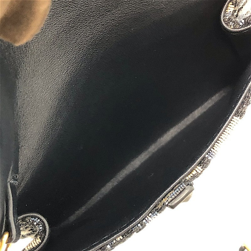 クリスチャン・ディオール Christian Dior サドルチェーンカードホルダー ネイビー×GD金具 オブリークジャガード レディース ショルダーバッグ