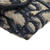 クリスチャン・ディオール Christian Dior サドルチェーンカードホルダー ネイビー×GD金具 オブリークジャガード レディース ショルダーバッグ