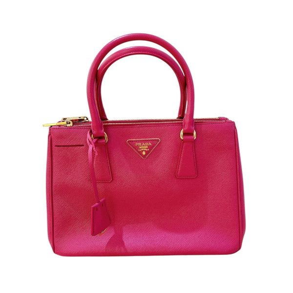 プラダ PRADA ガレリアミディアム パープル・ゴールド金具 サフィアーノレザー レディース ハンドバッグ