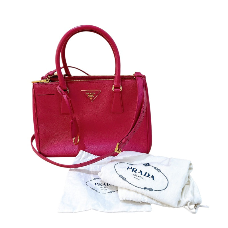 プラダ PRADA ガレリアミディアム パープル・ゴールド金具 サフィアーノレザー レディース ハンドバッグ