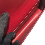 クリスチャン・ディオール Christian Dior カナージュ チェーンウォレット レッド シルバー金具 パテントレザー レディース ショルダーバッグ