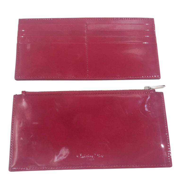 クリスチャン・ディオール Christian Dior カナージュ チェーンウォレット レッド シルバー金具 パテントレザー レディース ショルダーバッグ