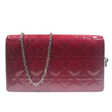 クリスチャン・ディオール Christian Dior カナージュ チェーンウォレット レッド シルバー金具 パテントレザー レディース ショルダーバッグ