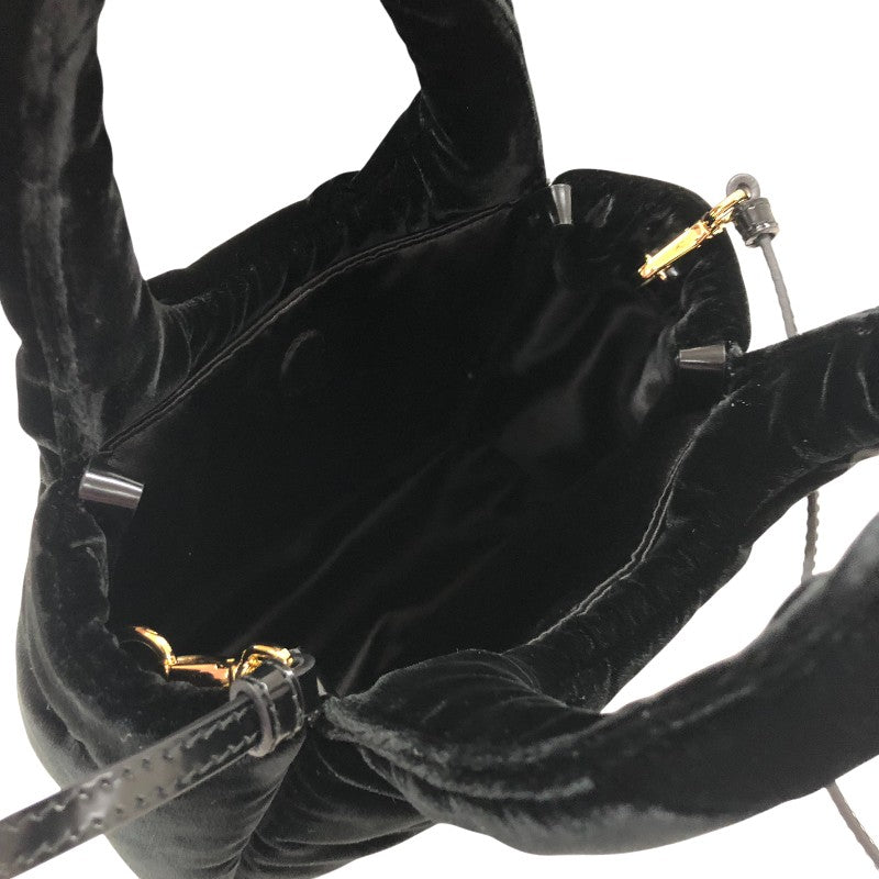 プラダ PRADA パデッドベルベット ミニハンドバッグ 1BA410 ブラック ゴールド金具 ベロア レディース ハンドバッグ