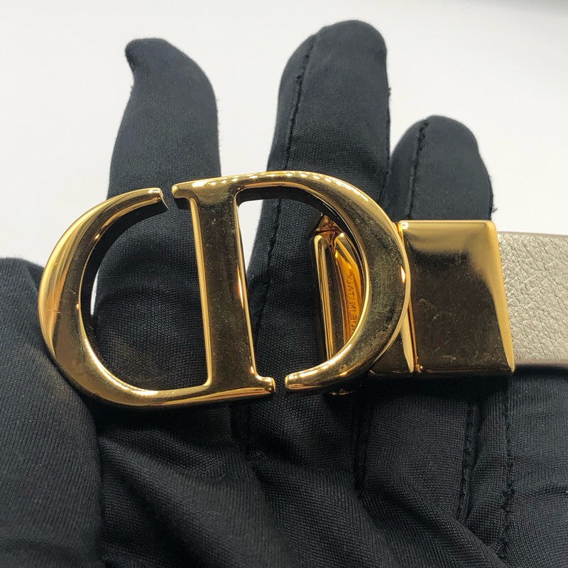 クリスチャン・ディオール Christian Dior 30モンテーニュリバーシブルベルト シャンパンゴールド/ホワイト レザー レディース ベルト