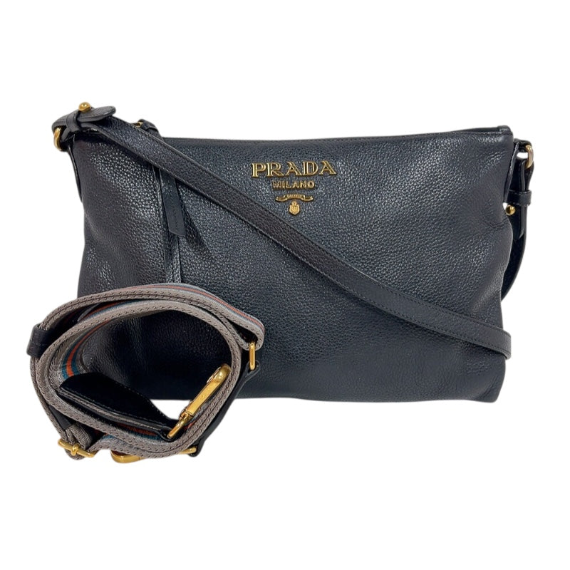 プラダ PRADA ヴィットロダイノ　ショルダーバッグ ブラック　ゴールド金具 レザー レディース ショルダーバッグ