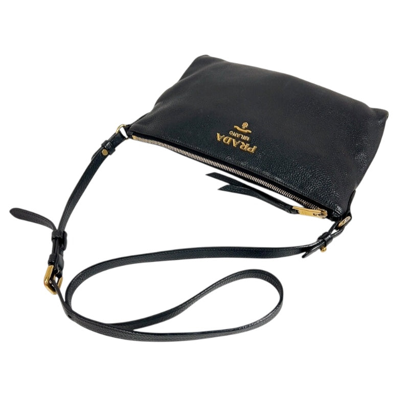 プラダ PRADA ヴィットロダイノ　ショルダーバッグ ブラック　ゴールド金具 レザー レディース ショルダーバッグ