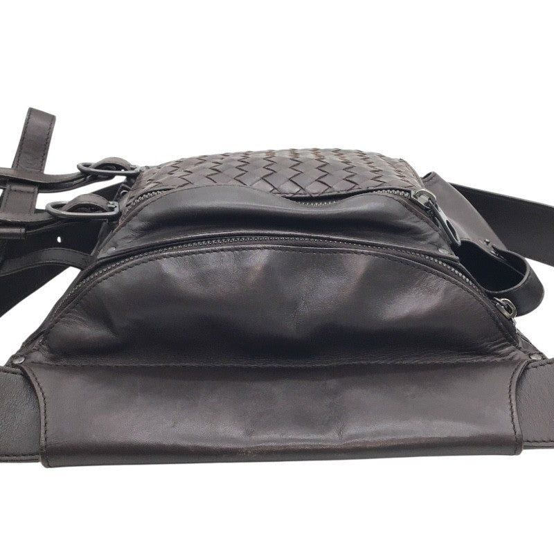ボッテガ・ヴェネタ BOTTEGA VENETA イントレチャート ベルトバッグ ウエストポーチ ボディバッグ 121604 ダークブラウン レザー メンズ ショルダーバッグ