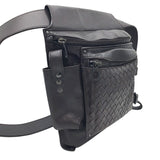 ボッテガ・ヴェネタ BOTTEGA VENETA イントレチャート ベルトバッグ ウエストポーチ ボディバッグ 121604 ダークブラウン レザー メンズ ショルダーバッグ