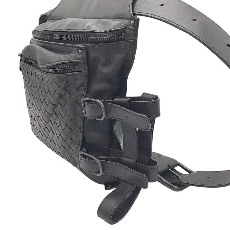 ボッテガ・ヴェネタ BOTTEGA VENETA イントレチャート ベルトバッグ ウエストポーチ ボディバッグ 121604 ダークブラウン レザー メンズ ショルダーバッグ