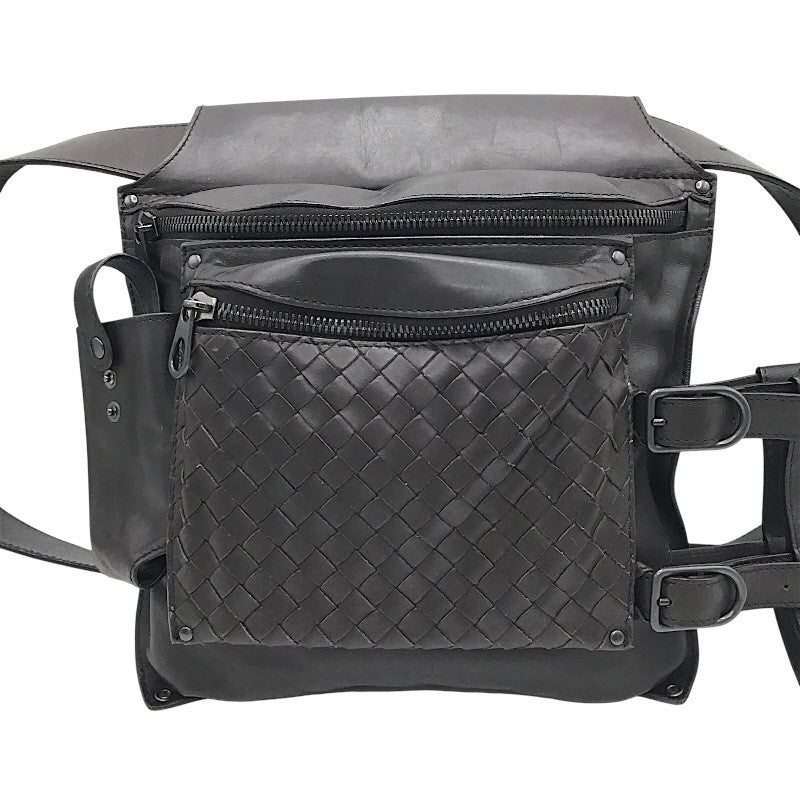 ボッテガ・ヴェネタ BOTTEGA VENETA イントレチャート ベルトバッグ ウエストポーチ ボディバッグ 121604 ダークブラウン レザー メンズ ショルダーバッグ