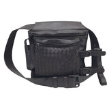 ボッテガ・ヴェネタ BOTTEGA VENETA イントレチャート ベルトバッグ ウエストポーチ ボディバッグ 121604 ダークブラウン レザー メンズ ショルダーバッグ