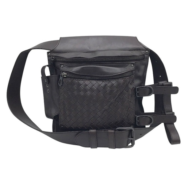 ボッテガ・ヴェネタ BOTTEGA VENETA イントレチャート ベルトバッグ ウエストポーチ ボディバッグ 121604 ダークブラウン レザー メンズ ショルダーバッグ