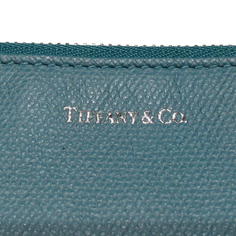 【新品】 TIFFANYティファニー ブルーレザーファスナーポーチ ティファニーコスメティックポーチ ブルー ユニセックス レザー ポーチ