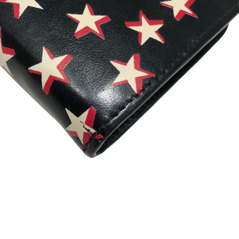 サンローラン SAINT LAURENT ロングジップウォレット ブラック・スタープリント レザー ユニセックス 長財布