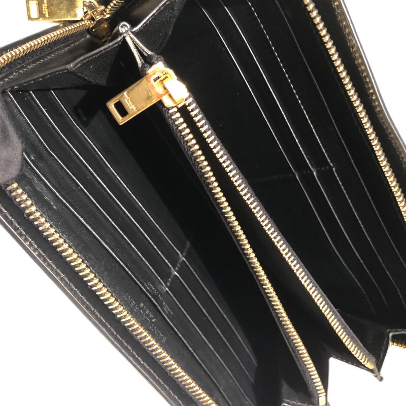 サンローラン SAINT LAURENT ロングジップウォレット ブラック・スタープリント レザー ユニセックス 長財布