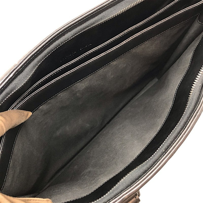 ボッテガ・ヴェネタ BOTTEGA VENETA イントレチャート ブリーフケース ブラック レザー/メタル メンズ ブリーフケース
