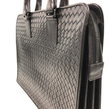 ボッテガ・ヴェネタ BOTTEGA VENETA イントレチャート ブリーフケース ブラック レザー/メタル メンズ ブリーフケース