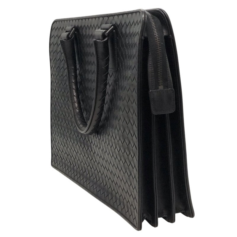 ボッテガ・ヴェネタ BOTTEGA VENETA イントレチャート ブリーフケース ブラック レザー/メタル メンズ ブリーフケース