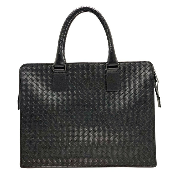 ボッテガ・ヴェネタ BOTTEGA VENETA イントレチャート ブリーフケース ブラック レザー/メタル メンズ ブリーフケース
