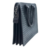 ボッテガ・ヴェネタ BOTTEGA VENETA イントレチャート ブリーフケース ブラック レザー/メタル メンズ ブリーフケース