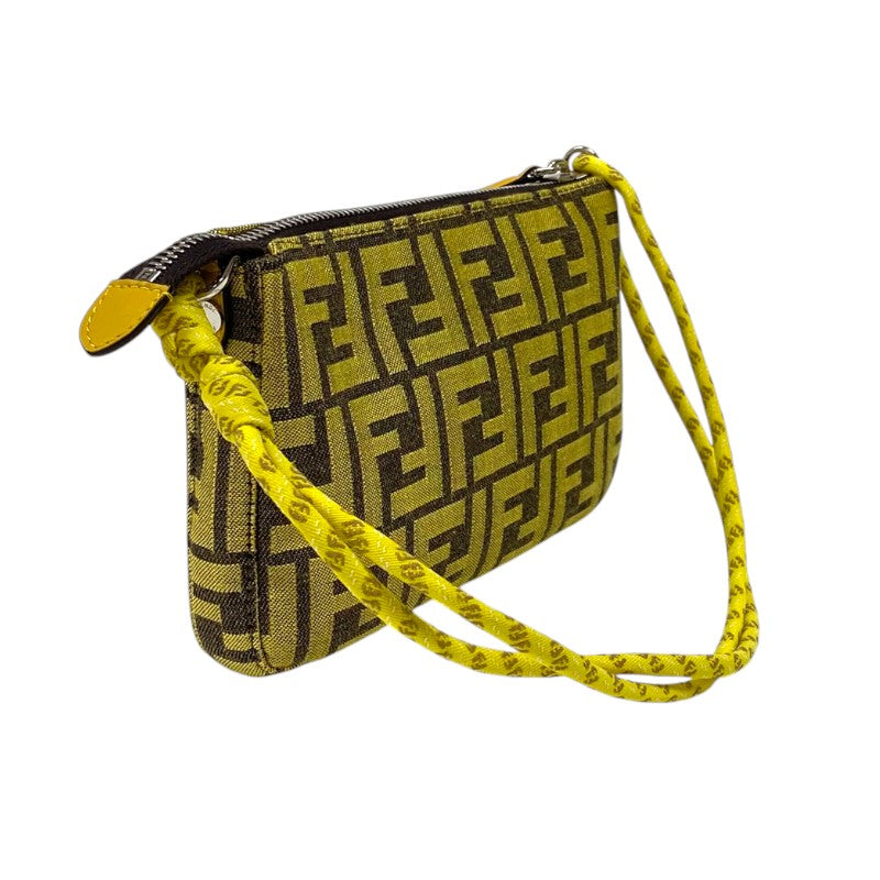 フェンディ FENDI バゲット スリムクラッチ FRGMT 8BS073 イエロー ジャガード レディース ショルダーバッグ