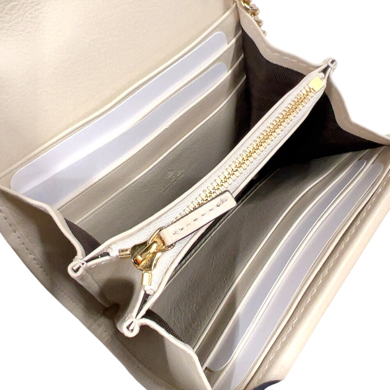 グッチ GUCCI ブロンディ チェーンウォレット 725219 アイボリー　ゴールド金具 レザー レディース 二つ折り財布