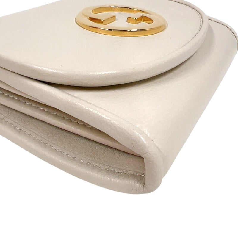 グッチ GUCCI ブロンディ チェーンウォレット 725219 アイボリー　ゴールド金具 レザー レディース 二つ折り財布