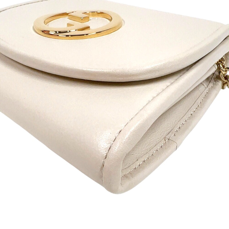 グッチ GUCCI ブロンディ チェーンウォレット 725219 アイボリー　ゴールド金具 レザー レディース 二つ折り財布