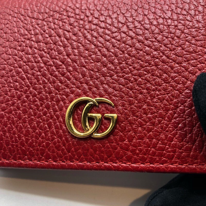 グッチ GUCCI GGマーモントカードケース 456126 レッド レザー レディース カードケース
