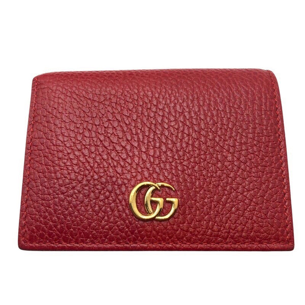 グッチ GUCCI GGマーモントカードケース 456126 レッド レザー レディース カードケース