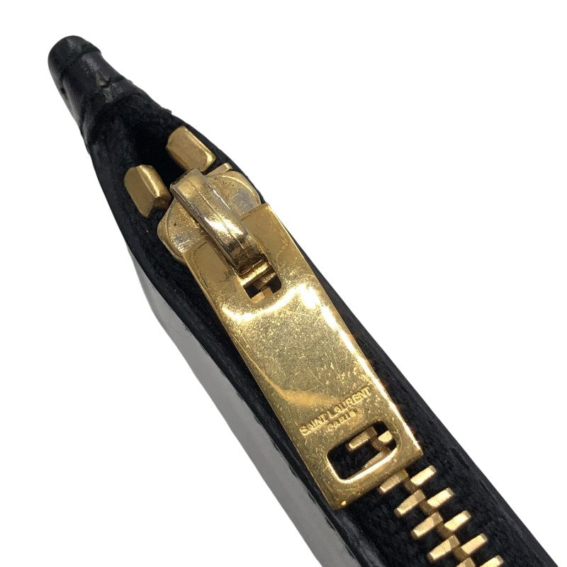 サンローラン SAINT LAURENT フラグメントケース 327212 ブラック×GD金具 カーフ レディース カードケース