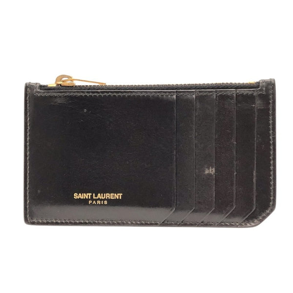 サンローラン SAINT LAURENT フラグメントケース 327212 ブラック×GD金具 カーフ レディース カードケース