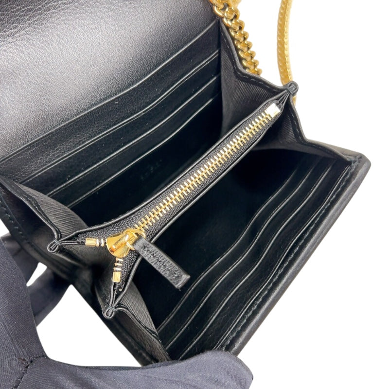 グッチ GUCCI ブロンディ チェーンウォレット 725219 ブラック　ゴールド金具 レザー レディース 二つ折り財布