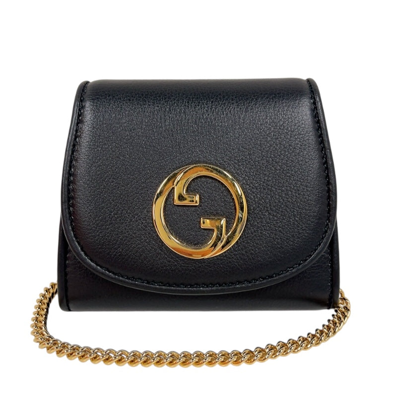 グッチ GUCCI ブロンディ チェーンウォレット 725219 ブラック　ゴールド金具 レザー レディース 二つ折り財布