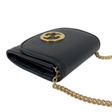 グッチ GUCCI ブロンディ チェーンウォレット 725219 ブラック　ゴールド金具 レザー レディース 二つ折り財布