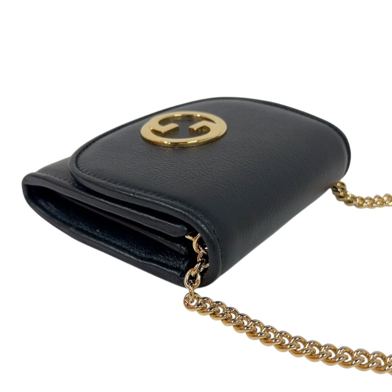 グッチ GUCCI ブロンディ チェーンウォレット 725219 ブラック　ゴールド金具 レザー レディース 二つ折り財布
