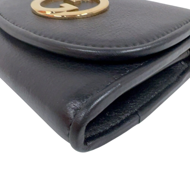 グッチ GUCCI ブロンディ チェーンウォレット 725219 ブラック　ゴールド金具 レザー レディース 二つ折り財布