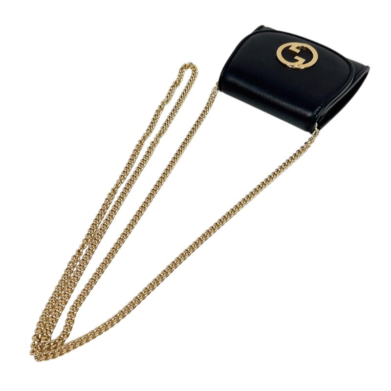 グッチ GUCCI ブロンディ チェーンウォレット 725219 ブラック　ゴールド金具 レザー レディース 二つ折り財布