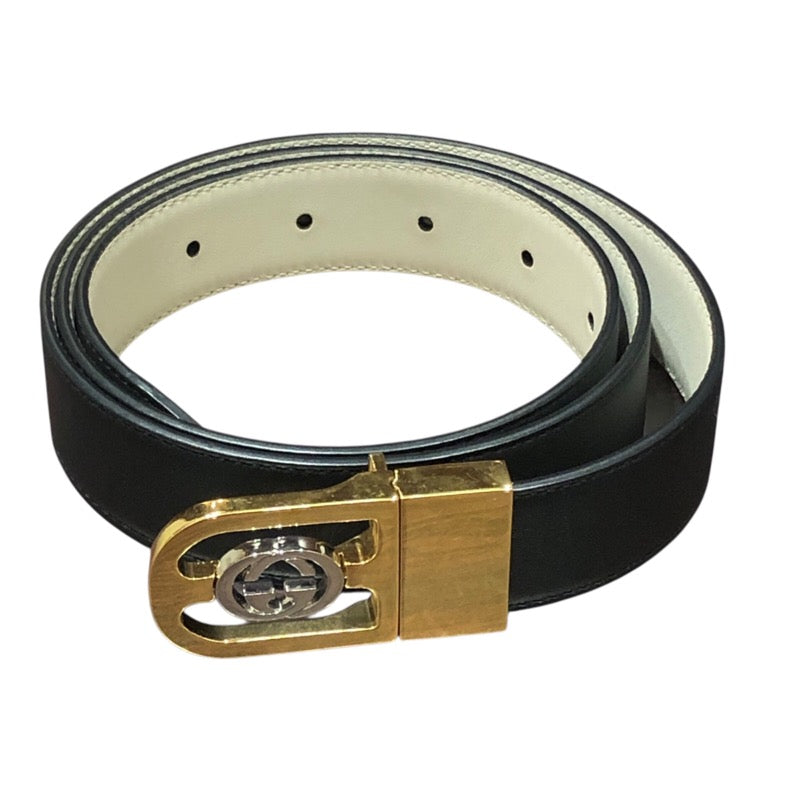 グッチ GUCCI インターロッキング G リバーシブルベルト 547734 ブラック×アイボリー レザー メンズ ベルト